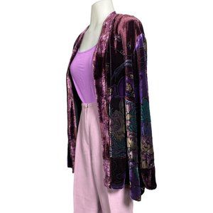 Vintage Chico's Design Silk Velvet Purple Floral W